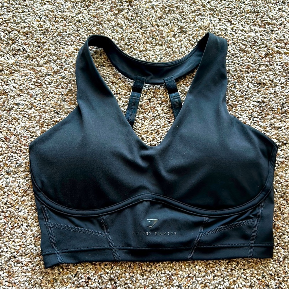 Whitney Simmons x Gymshark Longline Sports Bra, Black, size S